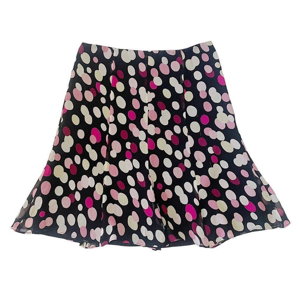 Vintage 2000’s Express silk polka dot black and pink lined skirt size 0
